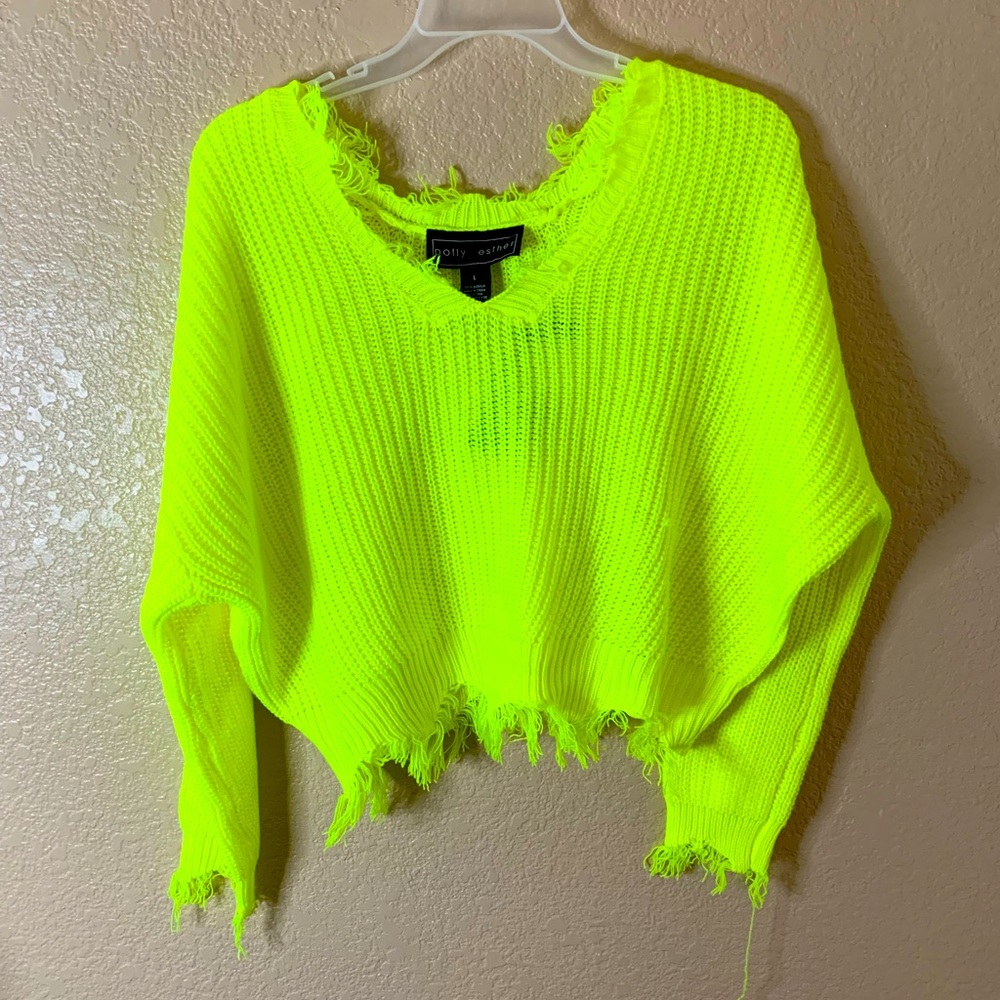 COPY - BRAND NEW!! Neon yellow crochet sweater